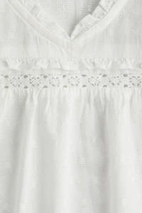 Ruffle-Trimmed Cotton Blouse