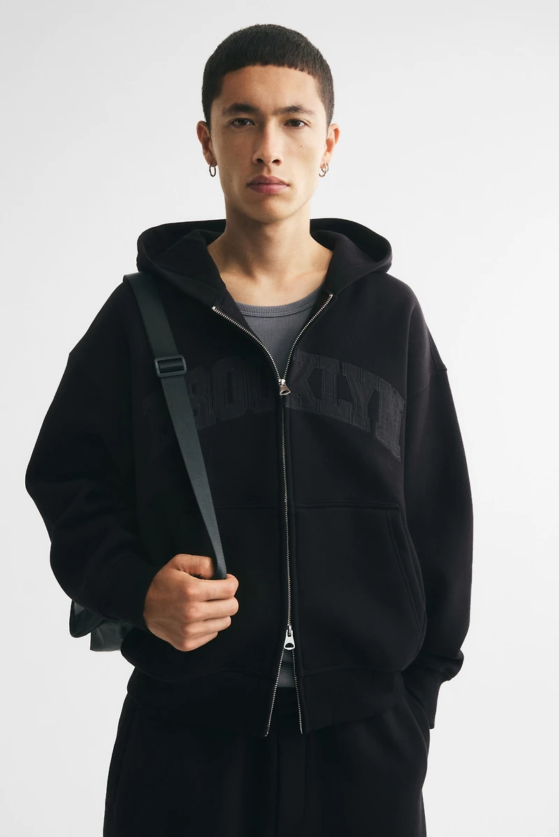 Oversized Printed Hooded Jacket