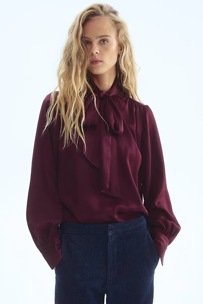 Tie-Neck Chiffon Blouse