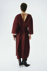 Crinkled V-Neck Dress