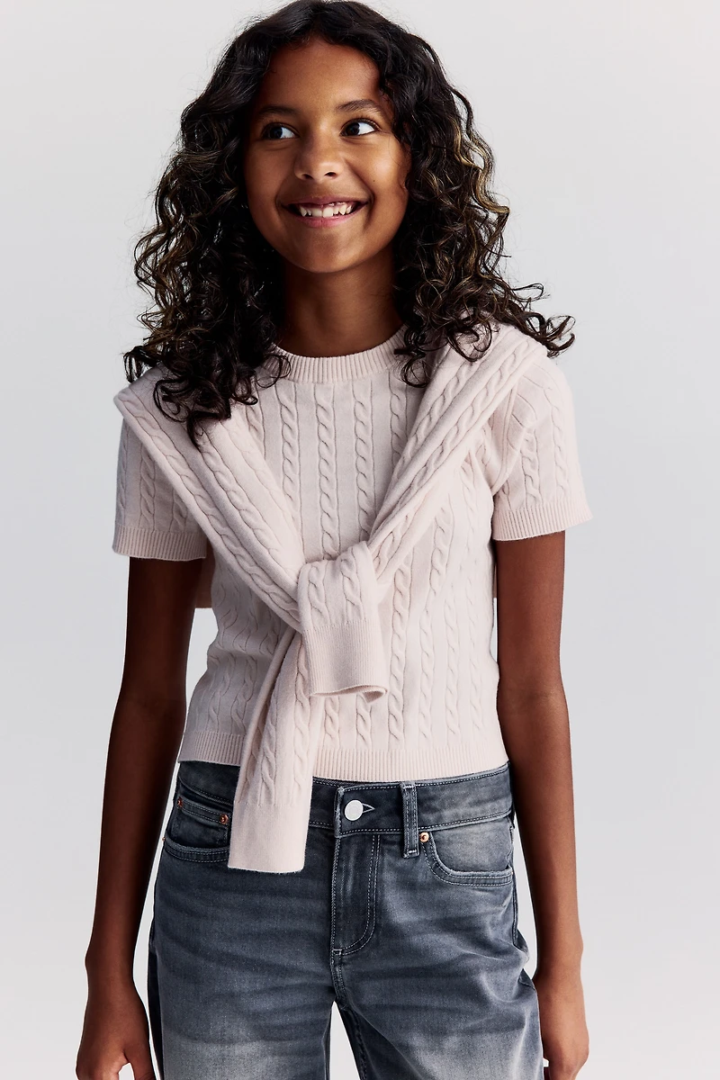 Short Cable-Knit Top