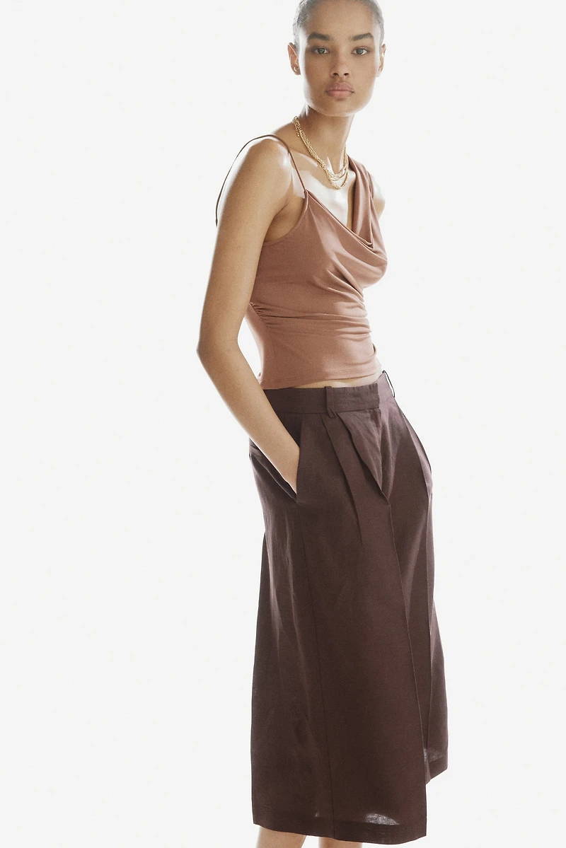 Wide-Leg Linen-Blend Culottes