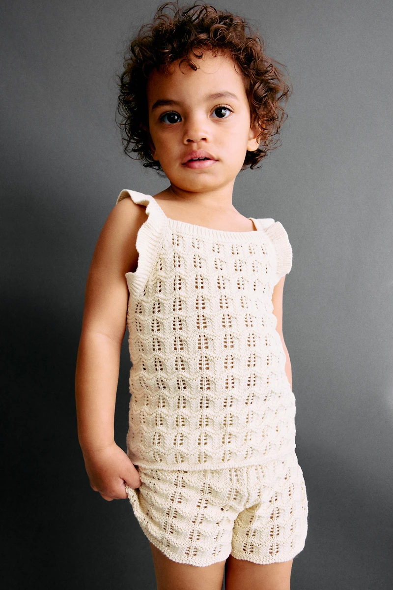2-Piece Cotton Pointelle-Knit Set