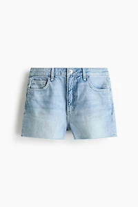 Raw-edge denim shorts