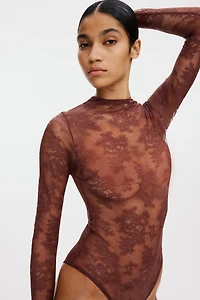 Long-Sleeved Lace Bodysuit