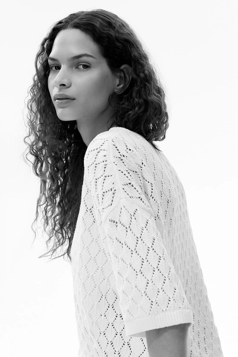 Pointelle-Knit Top