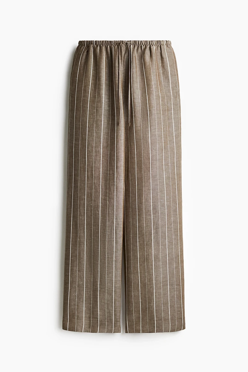 Straight linen-blend trousers