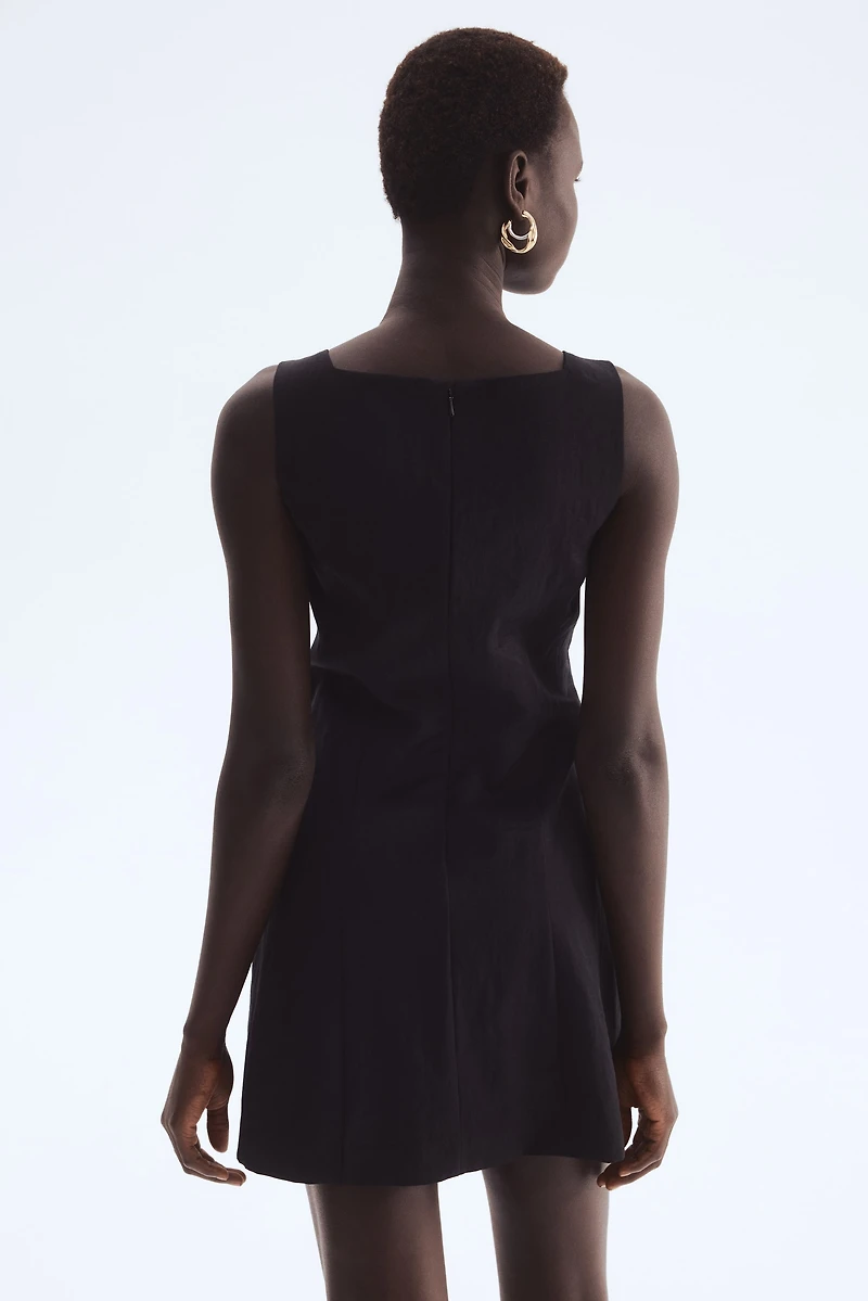 Square-Neck Twill Dress