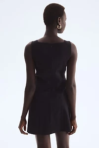 Square-Neck Twill Dress