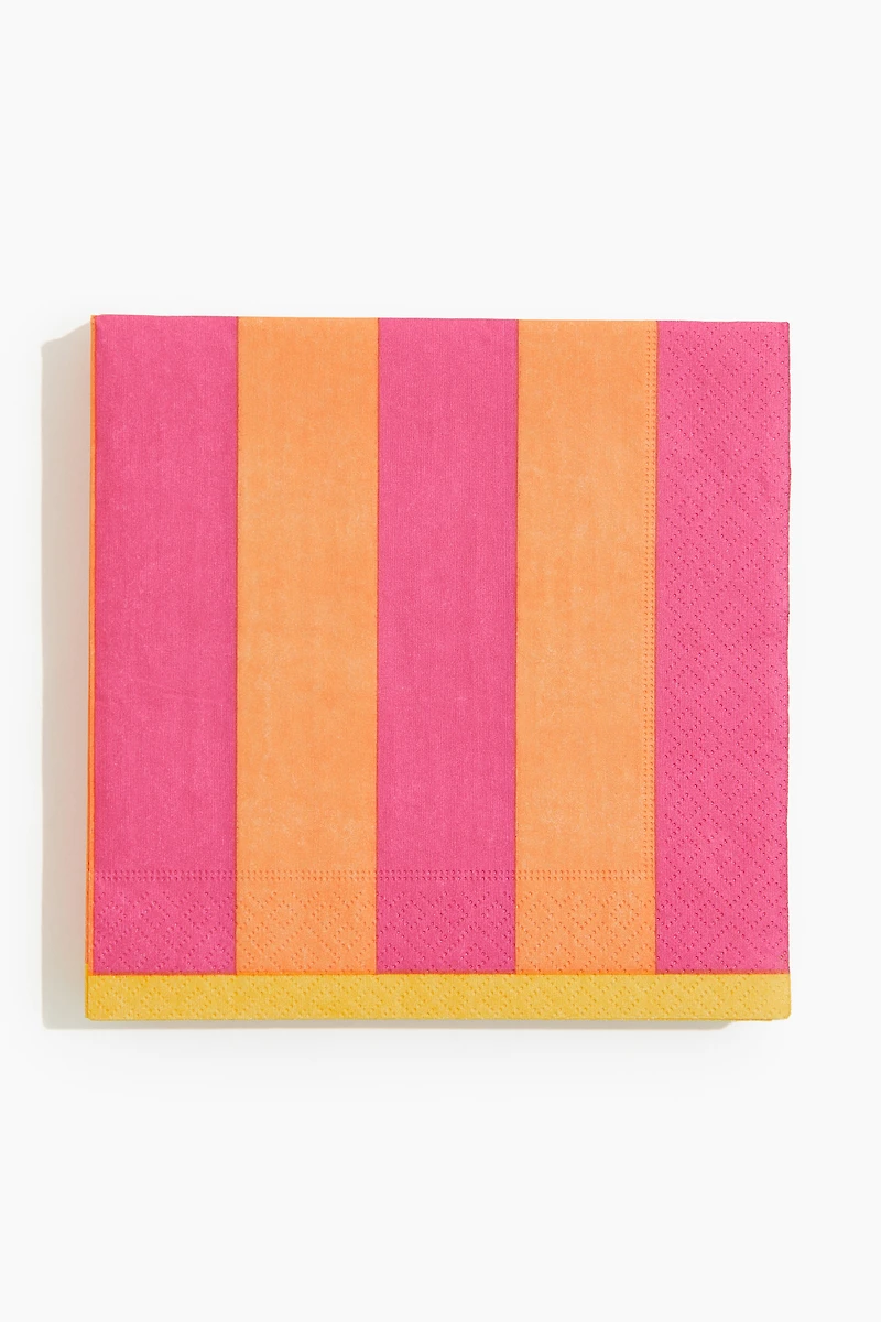 Lot de 20 serviettes en papier rayées