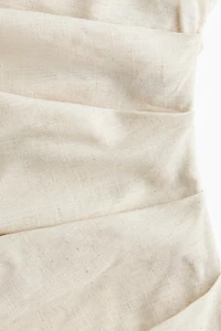 Draped Linen-Blend Dress