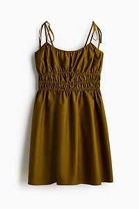 Cotton Dress with Tie-Top Shoulder Straps