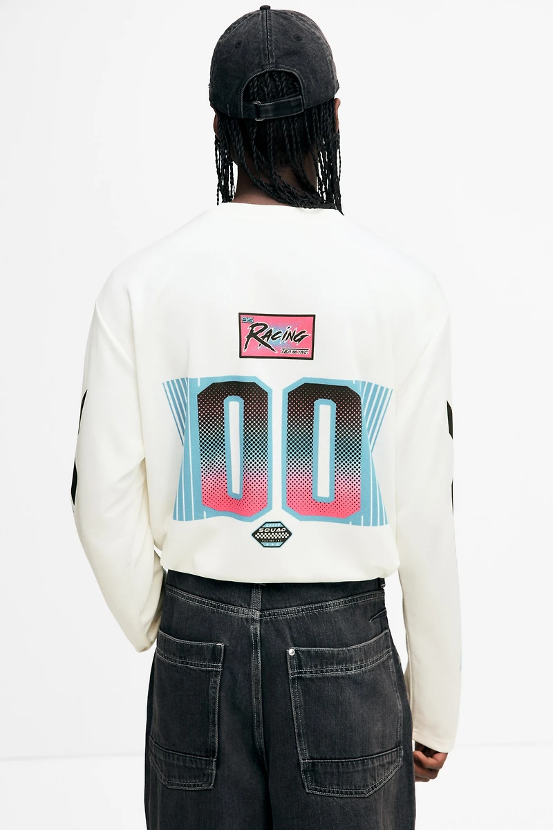 Loose-Fit Long-Sleeved Mesh Shirt