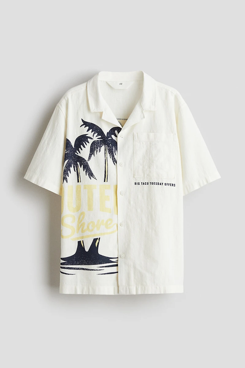Chemise en coton à col cubain
