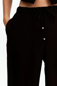 Wide-Leg Drawstring Pants