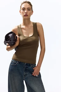 Silk-Blend Ribbed Tank Top