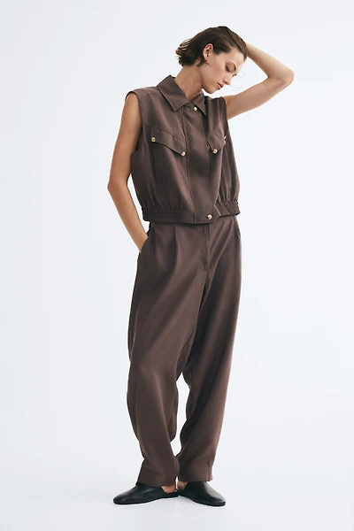 Modal-Blend Barrel-Leg Pants