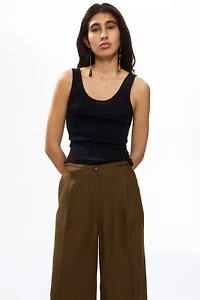 Ankle-Length Linen-Blend Pants