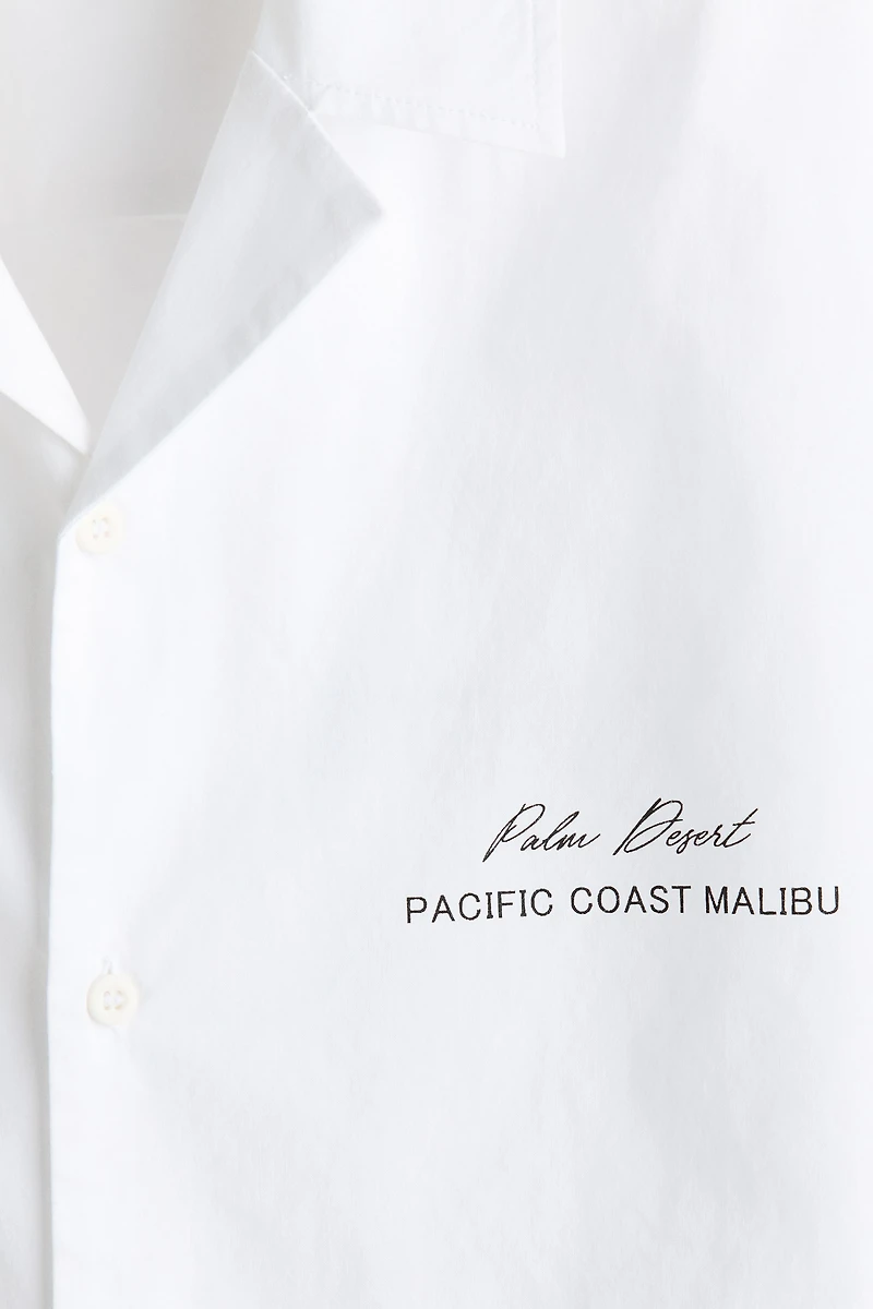 Chemise imprimée décontractée avec col cubain