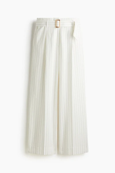 Linen-Blend Pants with Belt
