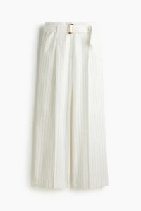 Linen-Blend Pants with Belt