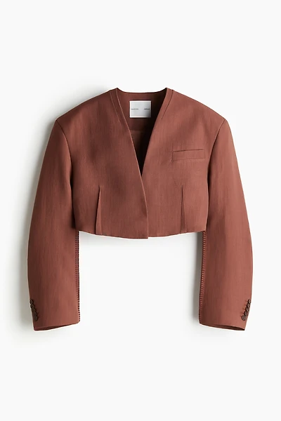 Blazer court en lin mélangé