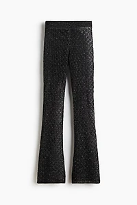 Shimmery Pointelle-Knit Pants