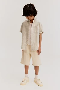 Short-Sleeved Linen-Blend Shirt