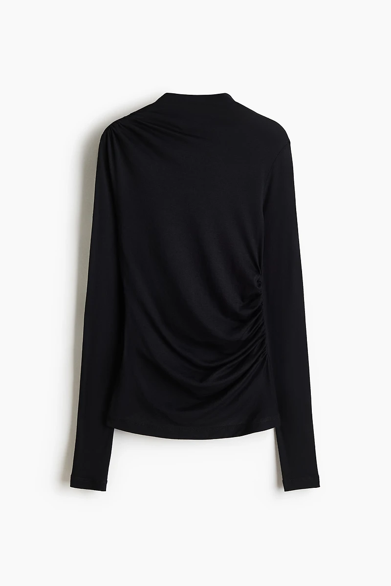 Draped Silk-Blend Top