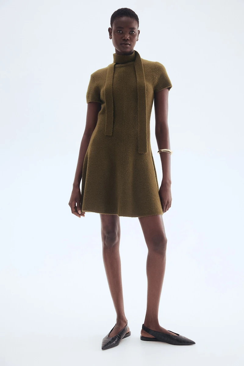 Scarf-Detail Knit Dress