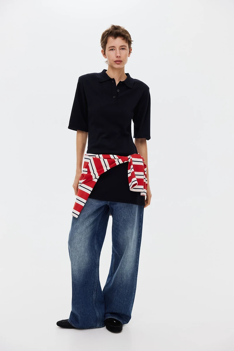 Fine-knit polo dress