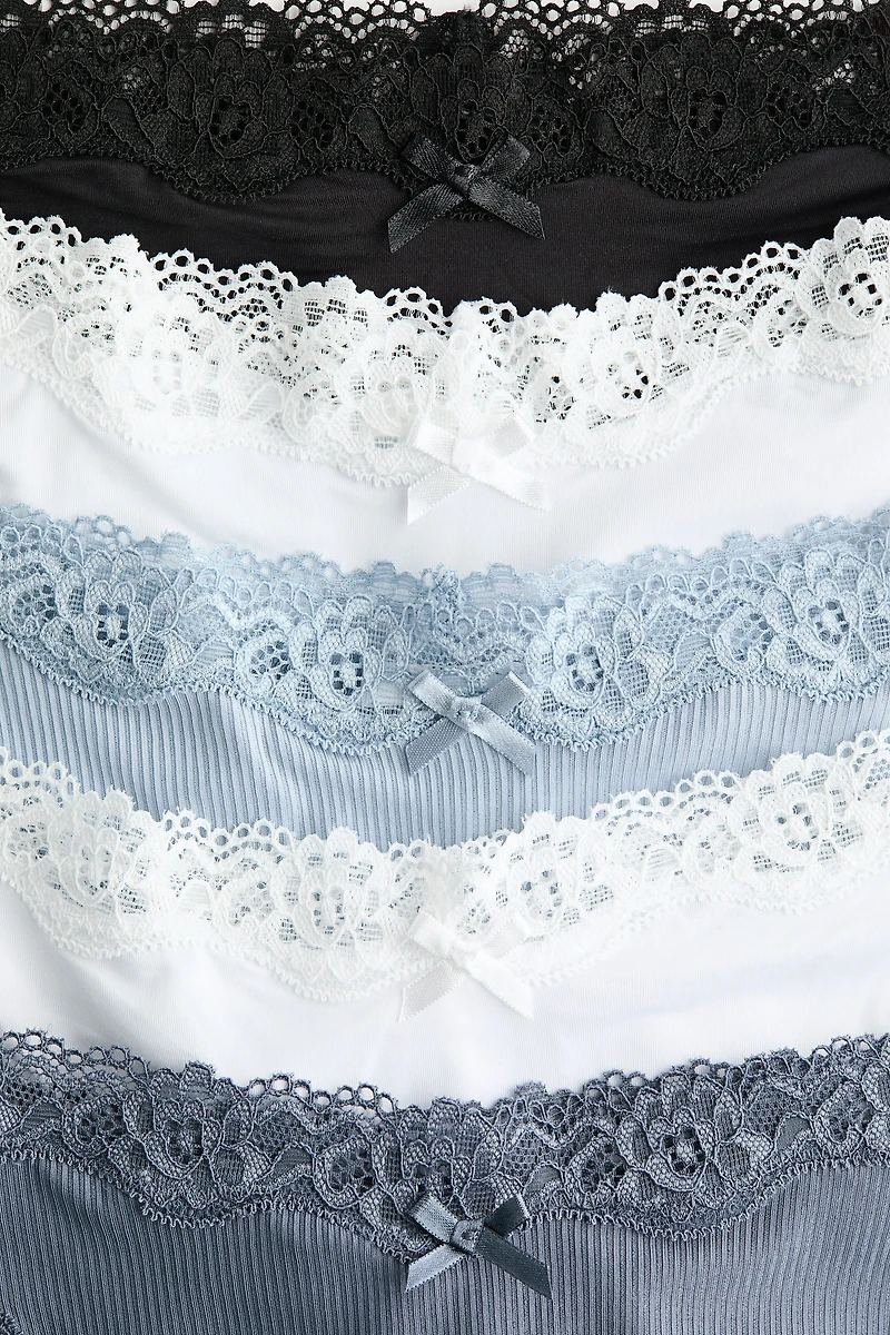 Lot de 5 culottes en microfibre et dentelle