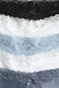 Lot de 5 culottes en microfibre et dentelle