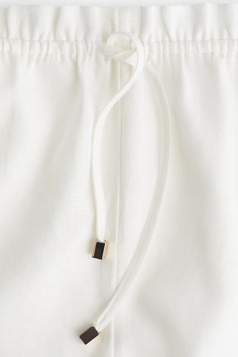 Linen-Blend Drawstring Shorts