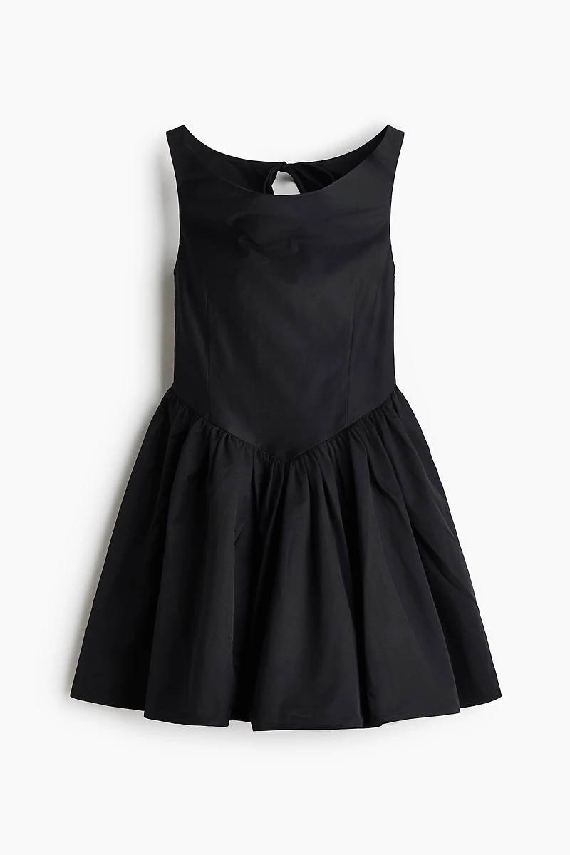 Cowl-Neck Dress with Flared Skirt