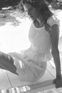 Skirt with Eyelet Embroidery