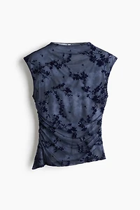 Asymmetric Flock-Print Top