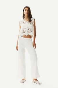 Textured Pull-On Pants