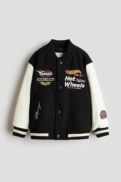 Motif-Detail Baseball Jacket