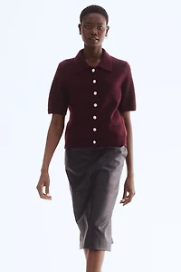 Short-sleeved collared cardigan