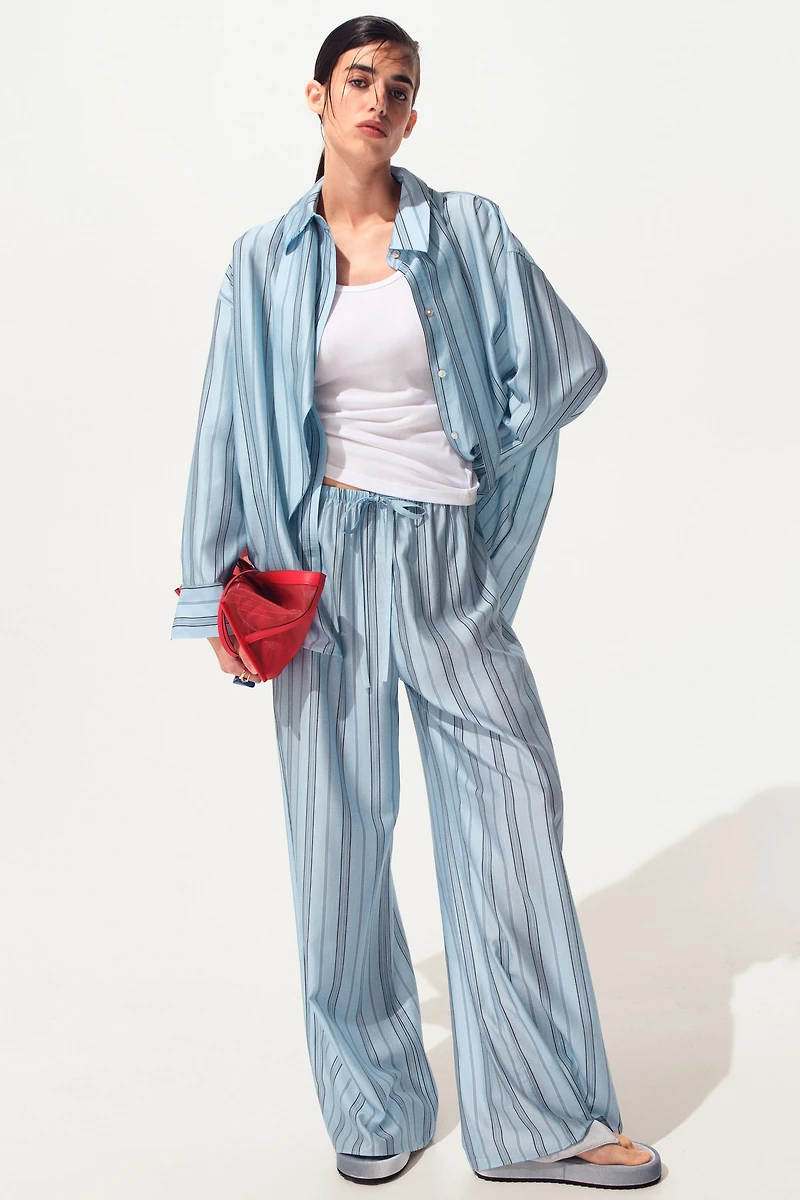 Wide-Leg Drawstring Pants