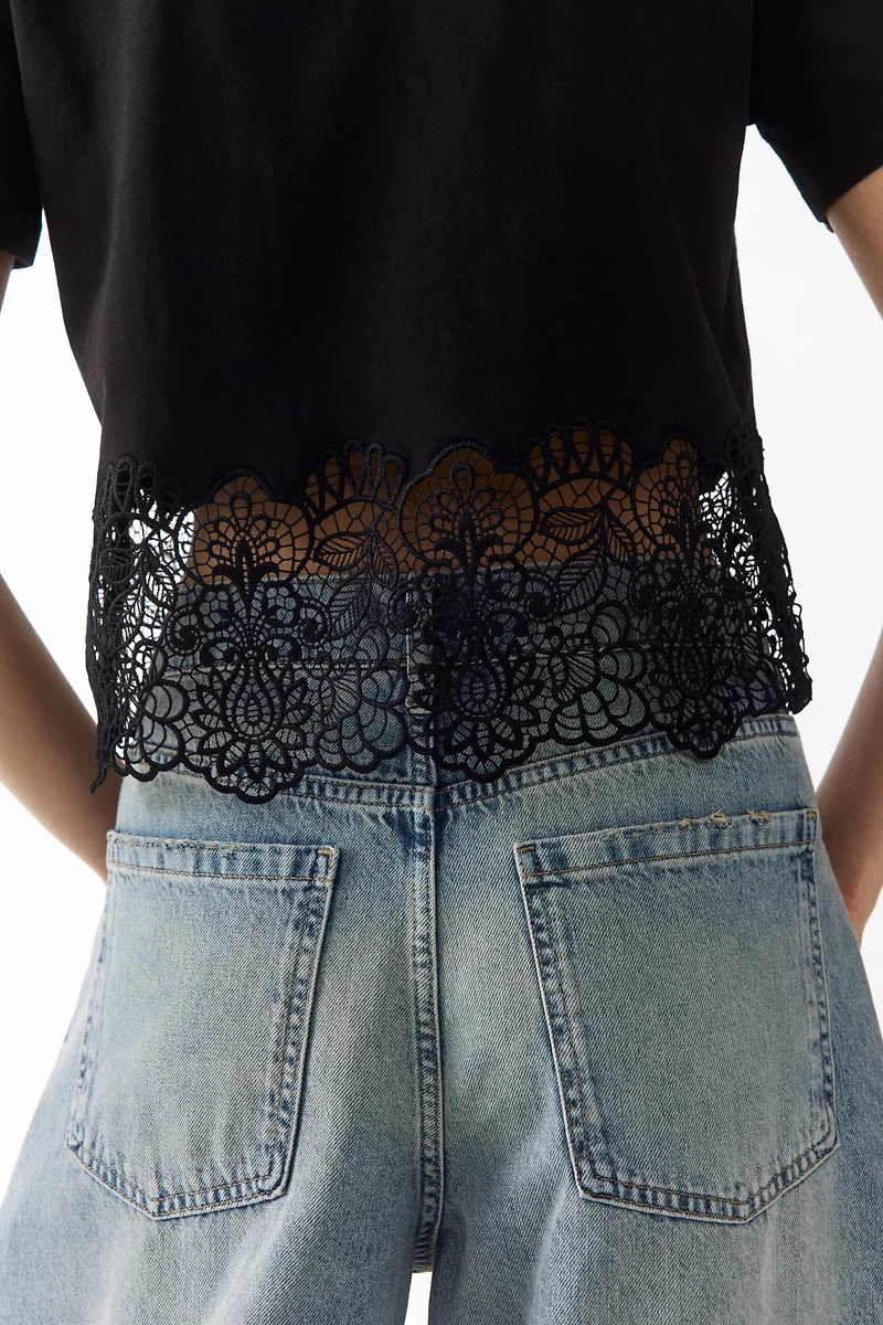 Lace-Trimmed T-Shirt