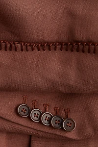 Cropped Linen-Blend Blazer