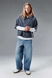 Chemise ample en denim à motif