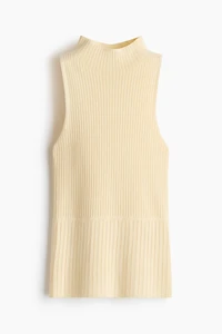 Rib-Knit Mock Turtleneck Top