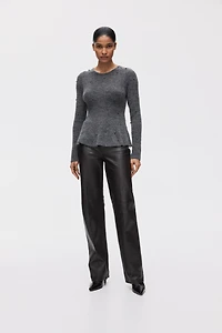 Bead-Embellished Peplum Top