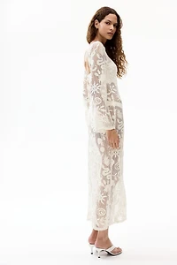Motif-Detail Mesh Dress