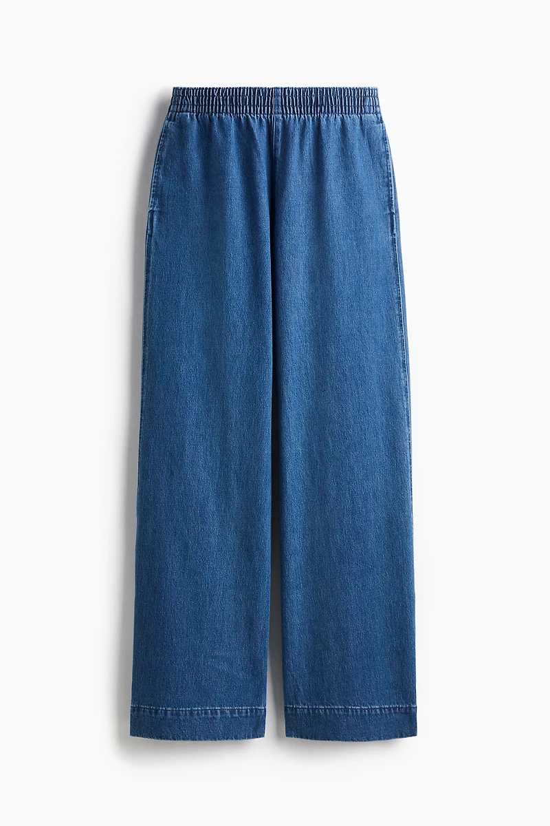 Pull-on denim trousers