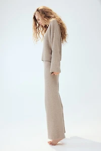 Pantalon large en tricot côtelé