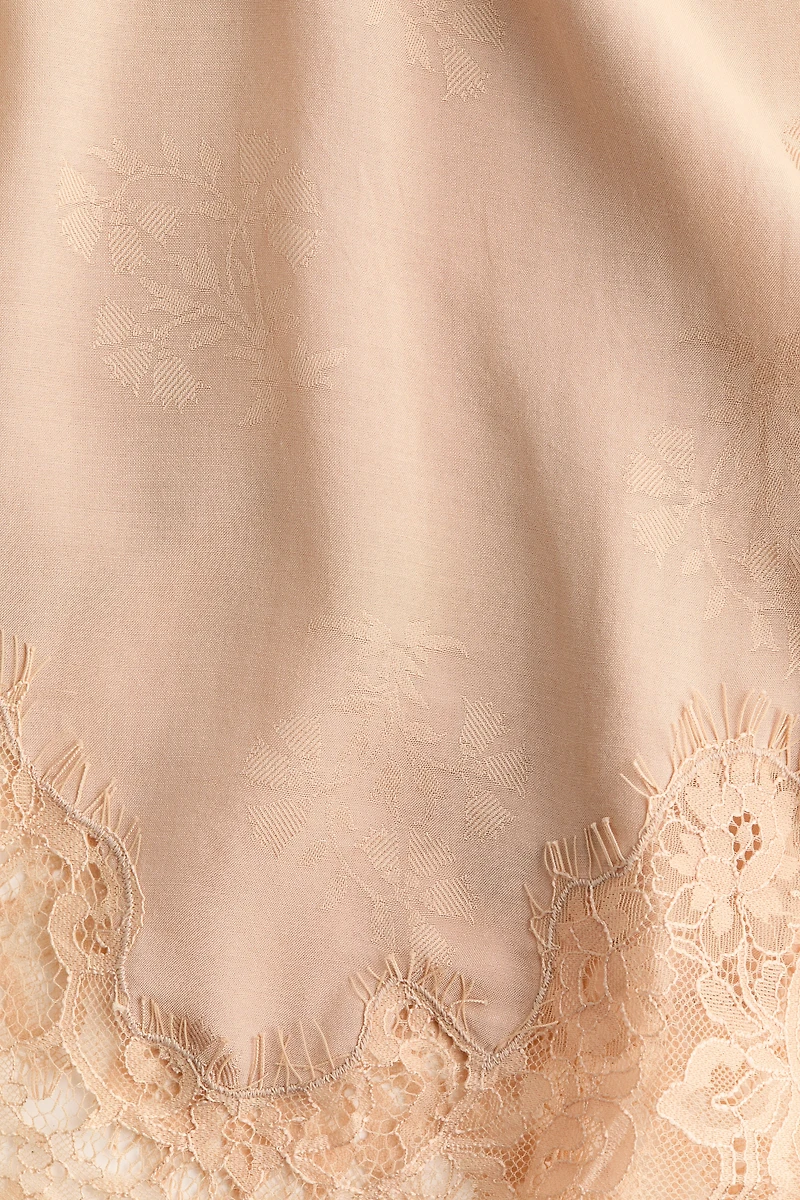 Lace-Trimmed Jacquard-Weave Top